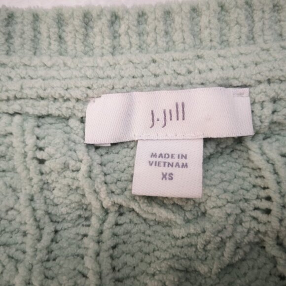 J. Jill Ladies Size XS Light Green Cable Stitch Loose Fit Sweater - Picture 3 of 9